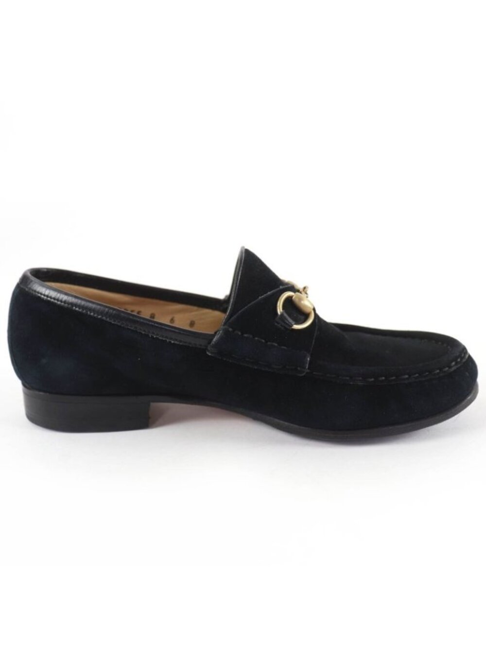 Gucci Vintage Horsebit Suede Leather Loafers Black Gold 6 - Picture 5 of 12